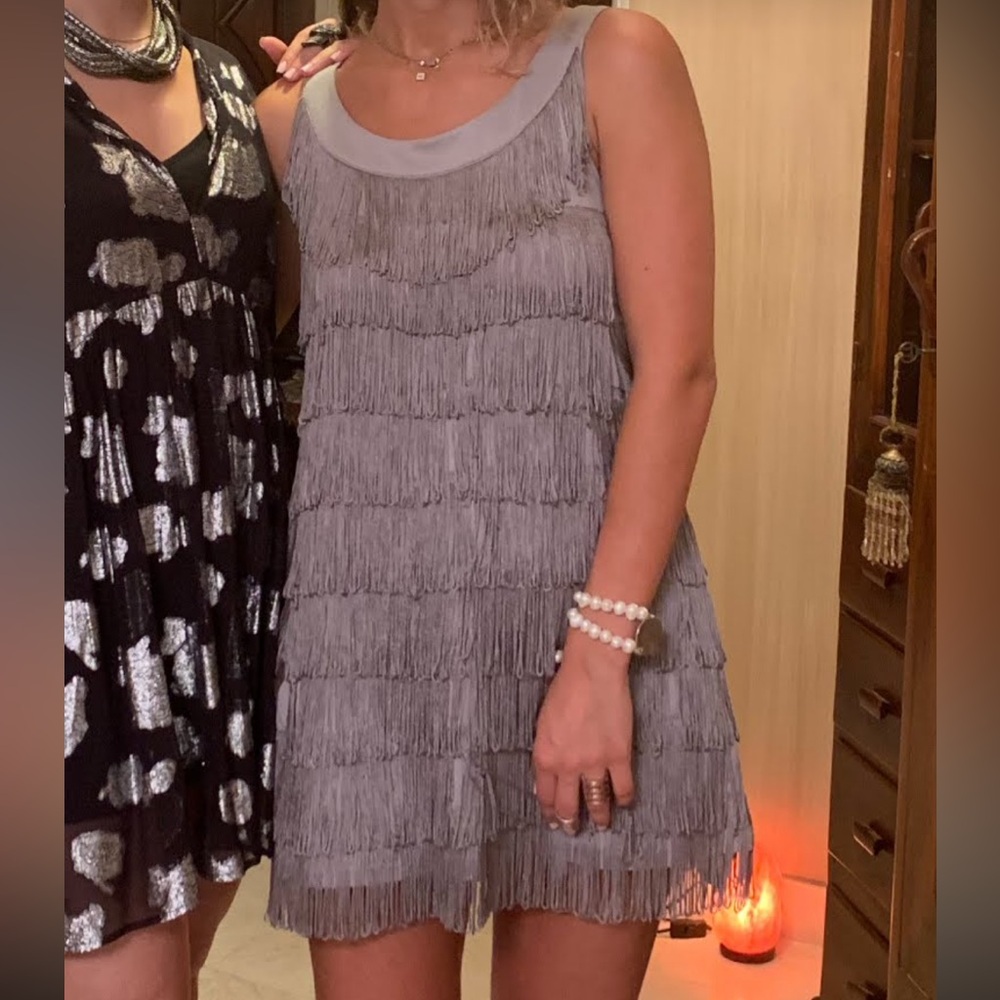Elegant Gray Fringe Dress